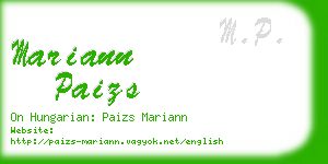 mariann paizs business card